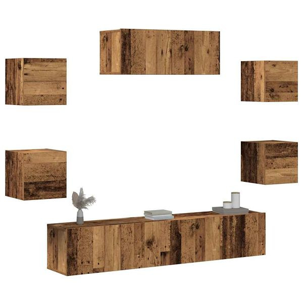 vidaXL 5-teiliges TV-Schrank-Set Wandmontage aus altem Holz, 3329207
