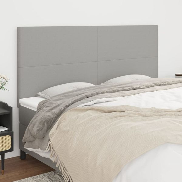 vidaXL Kopfteile 4 Stück Hellgrau 100x5x78/88 cm Stoff, 3116074
