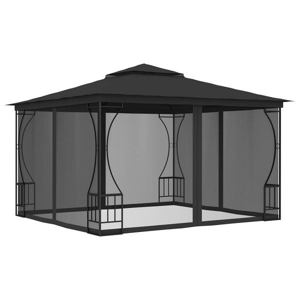 vidaXL Pavillon mit Netz 300x300x265 cm Anthrazit, 48597