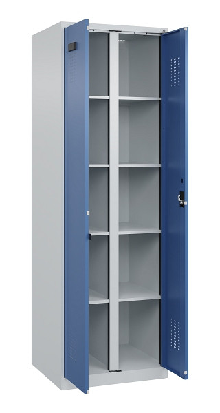 C+P Wäsche-Spind Evolo PLUS, 2 Abteile, 1850x600x500mm, 7035/5023, Verschluss Zylinderschloss, 049002-20B S10035