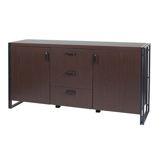 Mendler Sideboard HWC-A27, Kommode Schrank, 3D-Struktur 2 Staufächer 80x160x40cm MDF Metall, dunkelbraun, 75026+75027