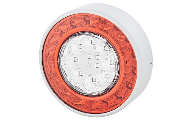 HELLA Heckleuchte, LED, 12V, Anbau/Schraubanschluss, glasklar/rot, LED-Lichtfarbe: gelb, 265mm, AMP, rechts/links, 2SD 010 546-127