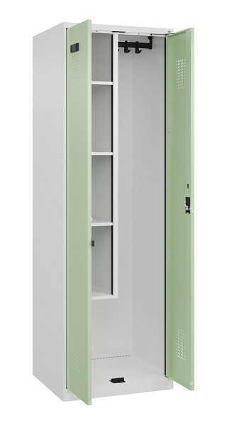 C+P Putzmittel-Spind Evolo PLUS, 2 Abteile, 1850x600x500mm, 9016/6019, Zylinderschloss, 049100-00 S10046