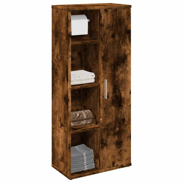 vidaXL Badezimmerschrank mit Rollenhalter Räuchereiche 39x22x90 cm, 858528