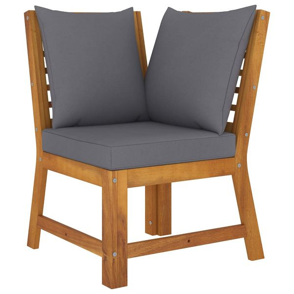 vidaXL Modular-Sofa-Eckteil mit Dunkelgrauen Kissen Massivholz Akazie, 311841