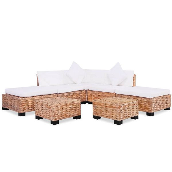 vidaXL Sofagarnitur 18-teilig Natürliches Rattan, 244624