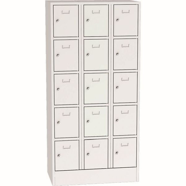 Deskin Schließfach-Stahlschrank SYSTEM SP1 COLOR, Korpus und Türen Lichtgrau RAL 7035, H 1850 x B 900 x T 500 mm, mit Zylinderschloss, 282161
