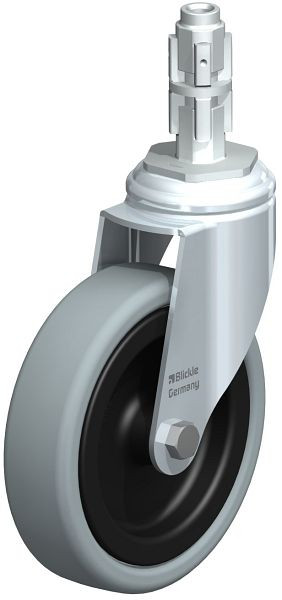 Blickle LKRA-VPA 126G-11-E13 Apparate-Lenkrolle mit Expander, Vollgummi, Grau, 330647