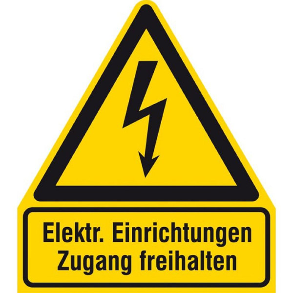 Stein HGS Elektrokennzeichnung/Warnkombischild, Elektrische Einrichtungen Zugang freihalten, 210 x 238 mm / Alu, geprägt, 11.1437