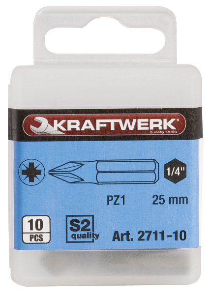 Kraftwerk 1/4" Kreuzschlitz-Bit für Pozidriv-Schrauben 25 mm Nr. 1, 10 Stück, 2711-10