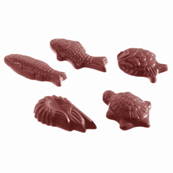 Schneider Schokoladen-Form Meeresbewohner 5 Figuren, 38x20x7mm, 275x135 mm, 421170