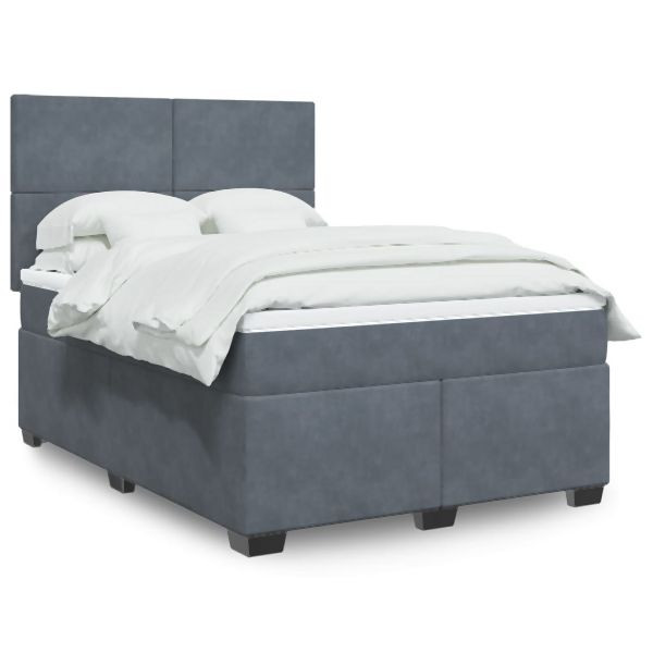 vidaXL Boxspringbett mit Matratze Dunkelgrau 160x200 cm Samt, 3290949