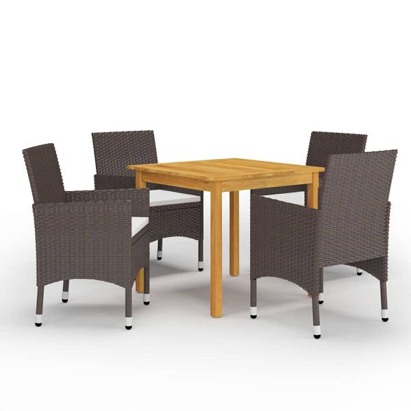 vidaXL 5-tlg. Garten-Essgruppe Braun, Akazien-Massivholz, 3067674