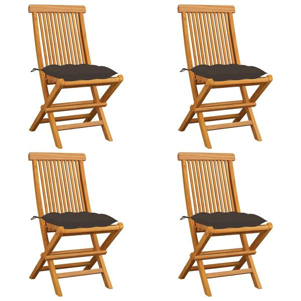 vidaXL Gartenstühle mit Taupe Kissen 4 Stück Massivholz Teak, 3062591