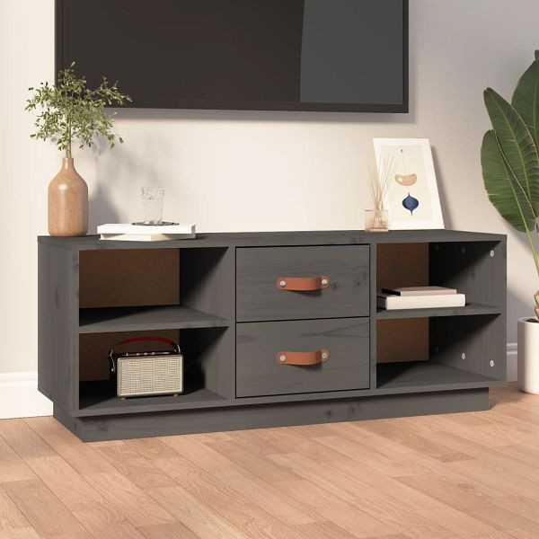 vidaXL TV-Schrank Grau 100x34x40 cm Massivholz Kiefer, 818227