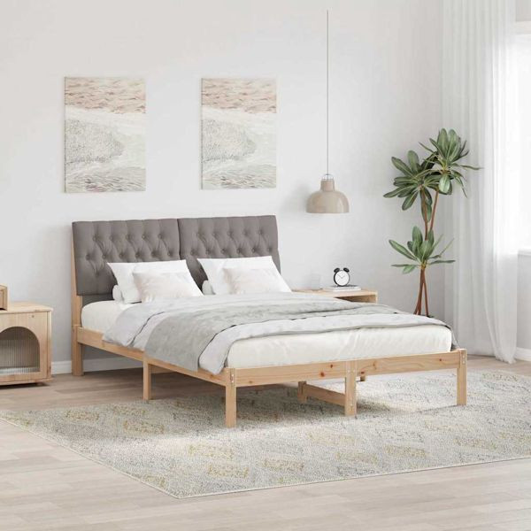 vidaXL Bettgestell mit gepolstertem Kopfteil Braun 160 x 200 cm, 3394391