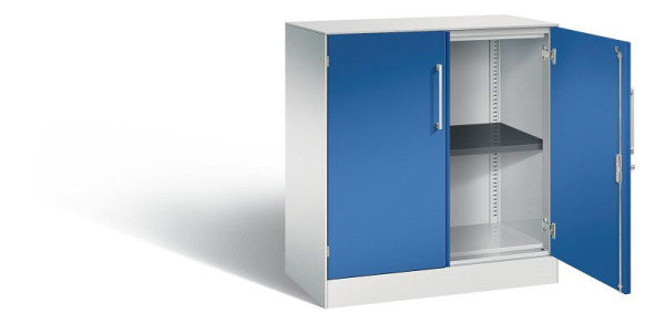 C+P Sideboard mit Flügeltüren Asisto, H915xB800xT435mm, Farbe: Lichtgrau / Enzianblau, Bügelgriff, 2 OH, 141053-000 S10199