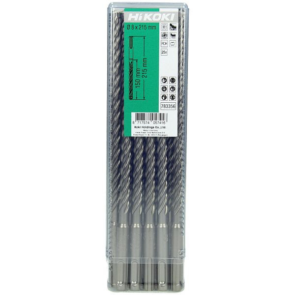 HiKOKI Hammerbohrer SDS-Plus Vollhartmetallkopf (VHM) 4-Schneider 10 x 100/165 mm, VE: 25 Stück, 783362
