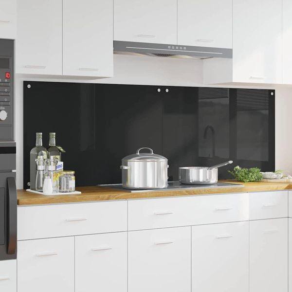vidaXL Küchenrückwand Schwarz 90 x 60 x 0.8 cm Gehärtetes Glas, 3415550