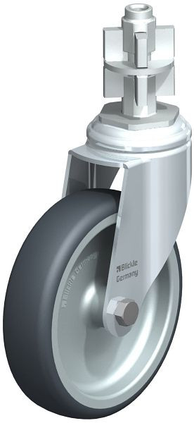 Blickle LKRA-TPA 126G-11-E17 Apparate-Lenkrolle mit Expander, Thermoplastisches Gummi-Elastomer, Grau, 649400