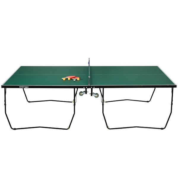 SPORTNOW Tischtennisplatte Tischtennis-Set, klappbar, 8 Rollen, inkl. Schläger u. Bälle, 274 cm x 152.5 cm x 76 cm, Grün, A90-333V00DG