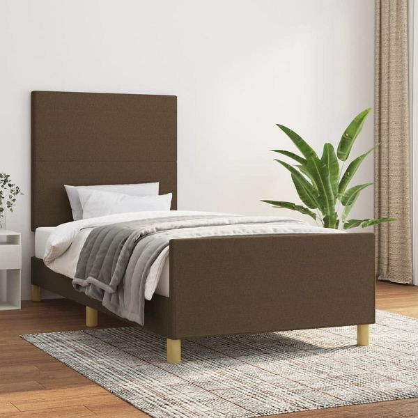 vidaXL Bettgestell mit Kopfteil Dunkelbraun 90x200 cm Stoff, 3124866
