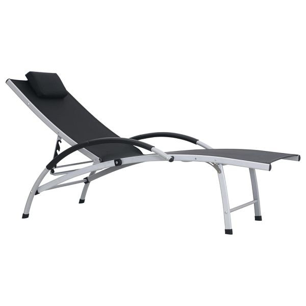 vidaXL Sonnenliege Aluminium Textilene Schwarz, 47792