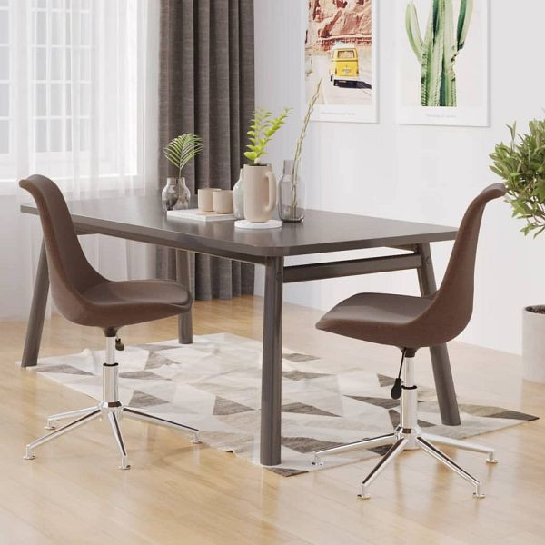 vidaXL Esszimmerstühle 2 Stück Drehbar Braun Stoff, 338367