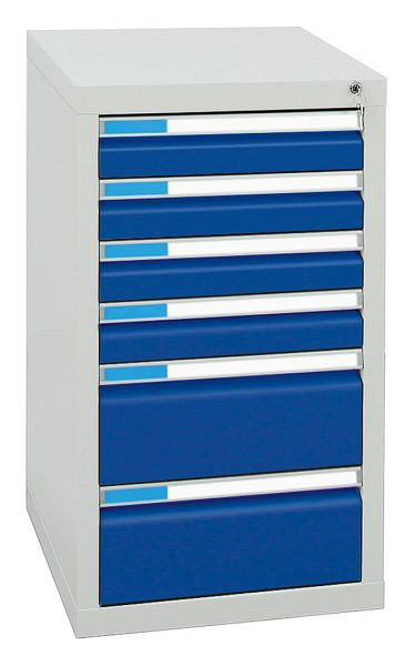 stumpf Schubladenschrank Serie ESTA, RAL 7035/5010, 6 Schubladen (4x100, 2x200 mm), 7601574