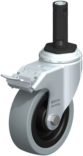 Blickle LKRA-VPA 101K-11-FI-ER12 Apparate-Lenkrolle mit Expander & Feststeller, Vollgummi, Grau, 762656