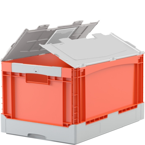 BITO KlappboxEQD64321 orange, Durchfassgriff Deckel, 400x332x600mm, 31457