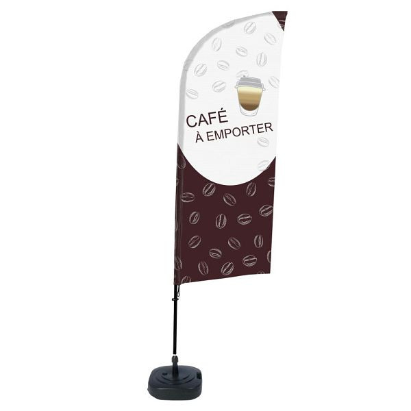 Showdown Displays Beachflag Alu Wind Komplett-Set Kaffee To Go Französisch, BFAW310-WT21-I493