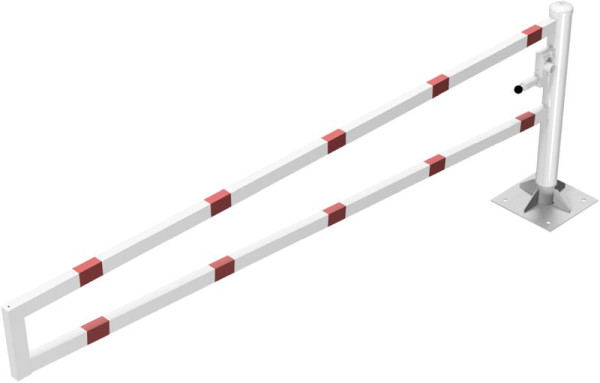 Schake Drehbare Wegesperre, selbsteinrastende Verriegelung 3,00m mit Dreikantverschluss, weiß beschichtet mit rot reflektierenden Streifen, 4013_30FBP