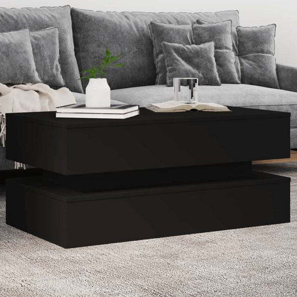 vidaXL Couchtisch mit LED-Leuchten Schwarz 90x50x40 cm, 839862