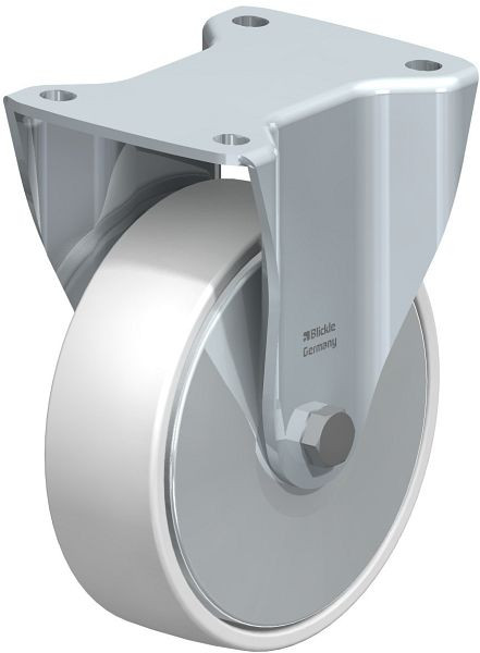 Blickle BH-PO 160G-FA Stahlblech-Bockrolle, Schwerlast-Ausführung, mit Anschraubplatte, Polyamid, Weiß, 749138