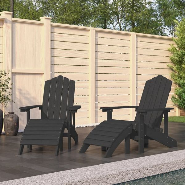 vidaXL Adirondack-Gartenstühle 2 Stück mit Hockern HDPE Weiß, 3095697