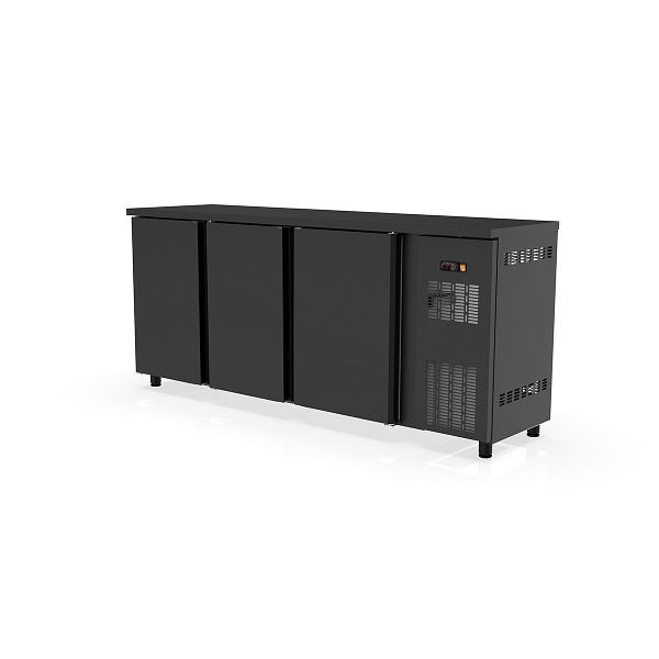 Vaiotec TOPLINE Barkühltisch 530 schwarz / 3 Türen, Fassungsvermögen netto 442 Liter, 202,5x53x85 cm, 11381