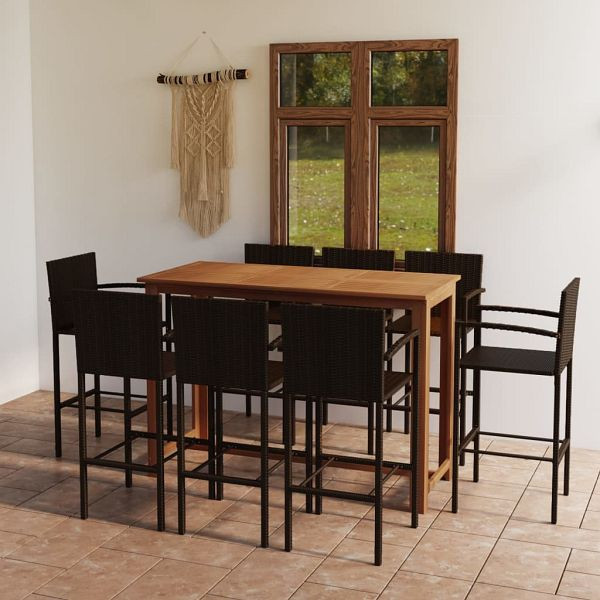 vidaXL 9-teilig Gartenbar-Set Braun, 3068019, 8720286340479