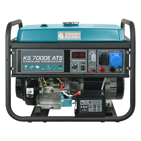 Könner & Söhnen 5500W Benzin E-start Stromerzeuger, 1x16A(230V)/1x32A(230V), KS 7000E ATS