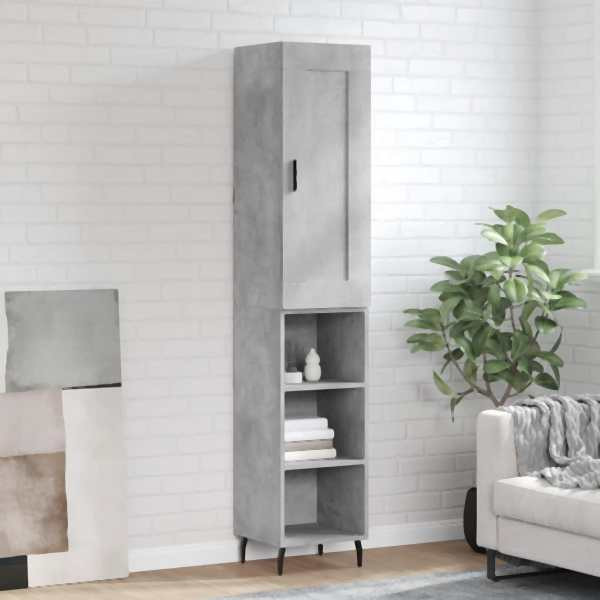vidaXL Highboard Betongrau 34,5x34x180 cm Holzwerkstoff, 3200341