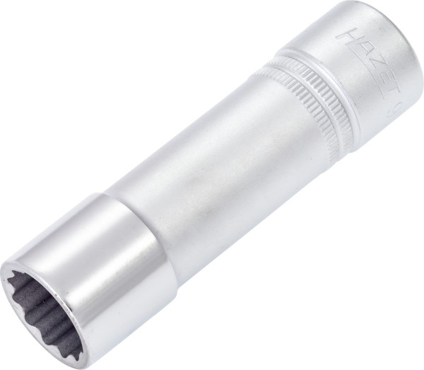 Hazet Steckschlüsseleinsatz, Doppelsechskant, Vierkant hohl 12,5 mm (1/2 Zoll), 17 mm, Lange Ausführung Mit Rändelung, 900TZ-17
