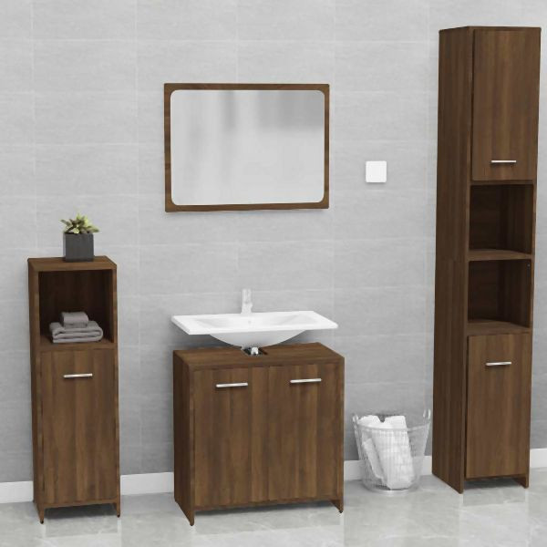 vidaXL Badmöbel-Set Braun Eichen-Optik Holzwerkstoff, 815530