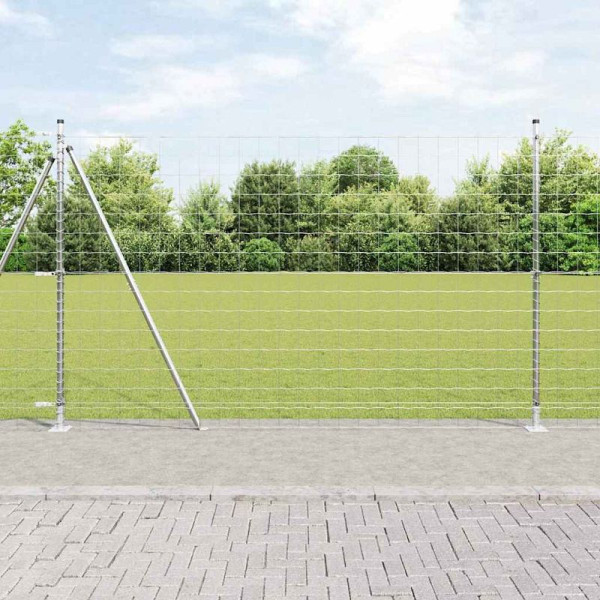 vidaXL Zaun mit Pfosten Silber 1.4 x 10 m Stahl, 3351018