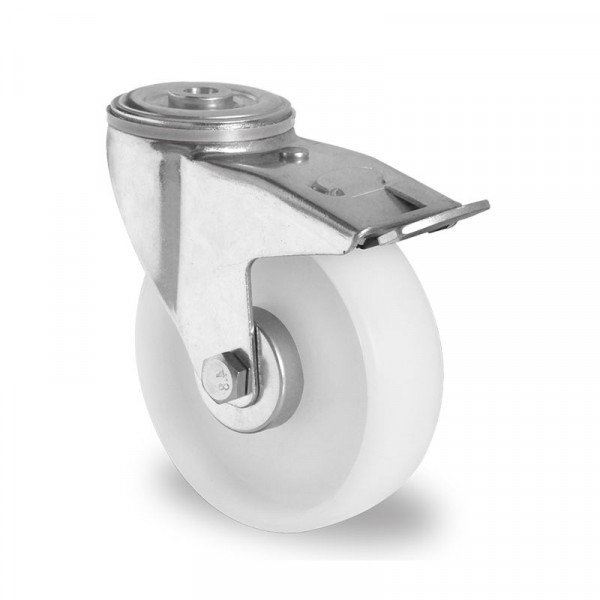 Cascoo Rückenloch-Lenkrolle mit Total-Feststeller, Cascoo Premium, Ø 160 mm, PA, Rollenlager, BPH98W0160N0N0R1W