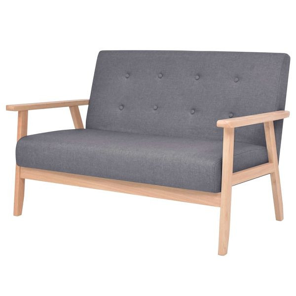 vidaXL Sofa 2-Sitzer Stoff Dunkelgrau, Holzrahmen, 244652