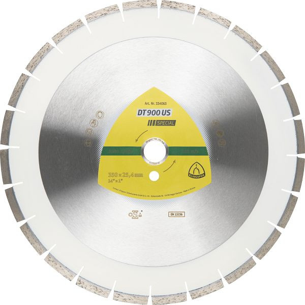 Klingspor DT 900 US Diamanttrennscheiben 350 x 3 x 25,4 mm 24 Segmente 40 x 3 x 10 mm Engverzahnt, für Tischsägen, 334063