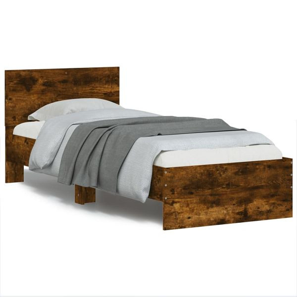 vidaXL Bettgestell mit Kopfteil Räuchereiche 90x200 cm Holzwerkstoff, 838628