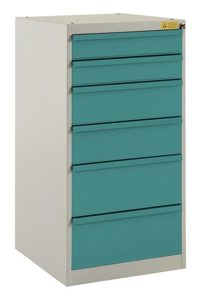 Manuflex ESD-Schubfachschrank BASETEC Stationär, Nutzhöhe 900 mm mit 6 Schubfächern, in wasserblau RAL 5021, LS1042.5021