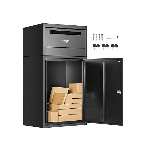 VEVOR Paketbriefkasten 500x325x909 mm, Stahl, Schloss, Diebstahlschutz, Packstation für Zuhause/Büro, Schwarz, BGXHSDXGFTS4W8MXTV0