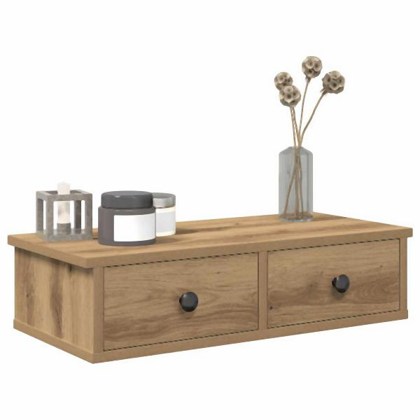 vidaXL Wandregal mit Schubladen Artisan-Eiche 60x25x15cm Holzwerkstoff, 859949